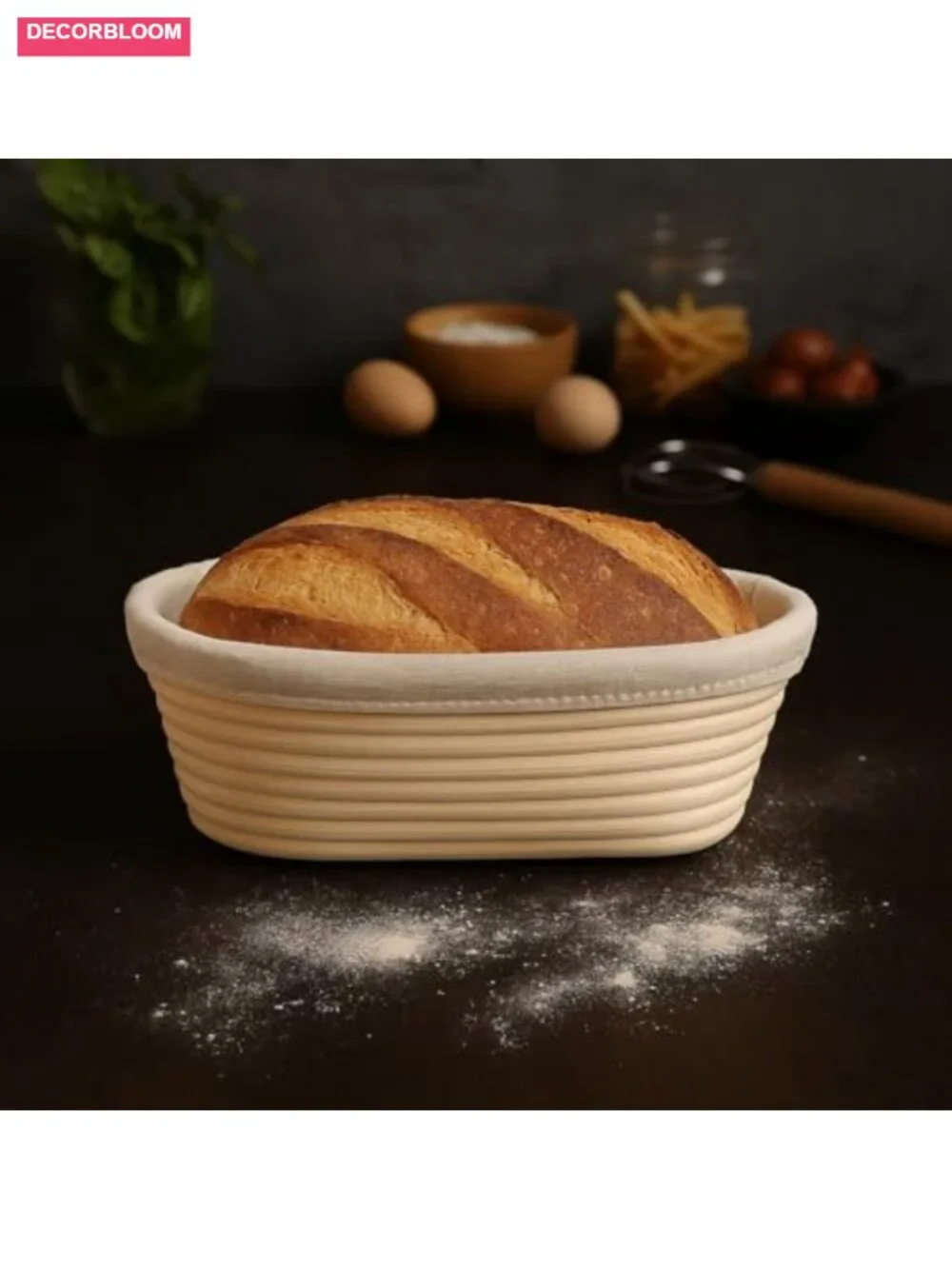 Rattan Bread Proofing Basket with Liner - Oval 10 Inch